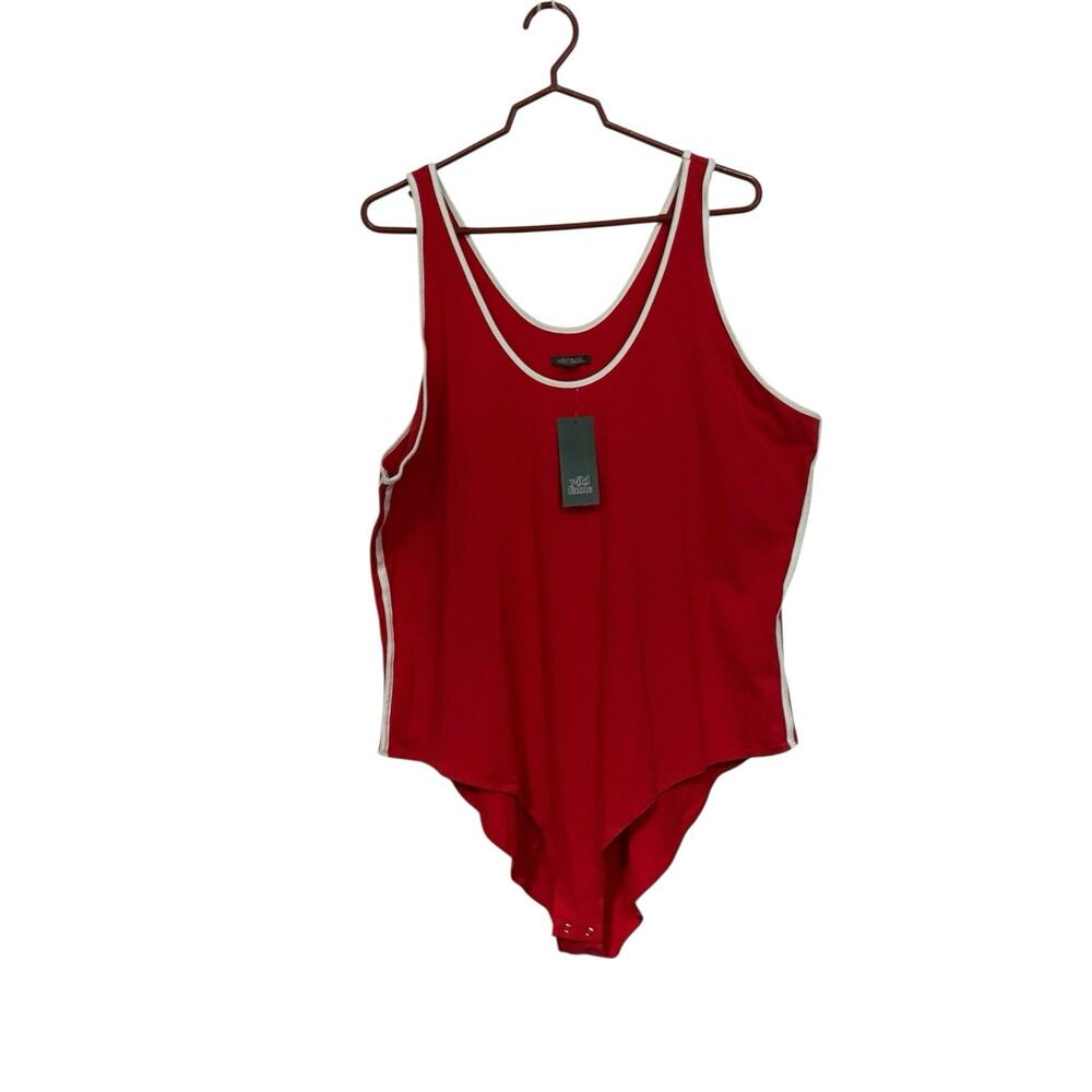 Wild Fable 3x Woman’s Body Suit‎ Red With White Striped Sleeveless Plus XXXL NWT